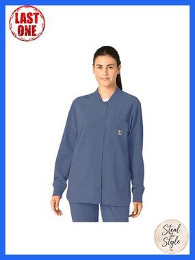 Carhartt Women's Shirt Jacket Long Sleeve Snap Button Scrub Jacket Medical